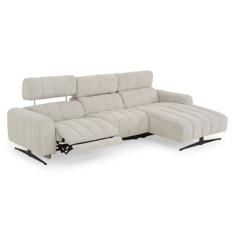 WELBY Colțar, recliner electric, șezlong stânga/dreapta, mecanism tetiere, stofă