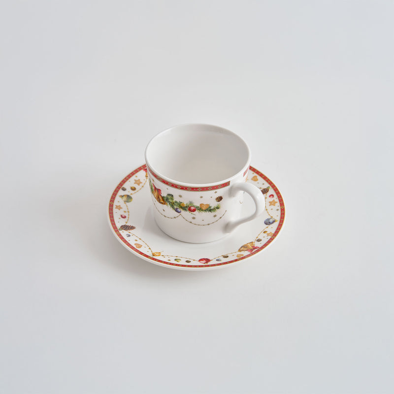 BELLS Set 2 cești și farfurioare, porțelan, 220ml