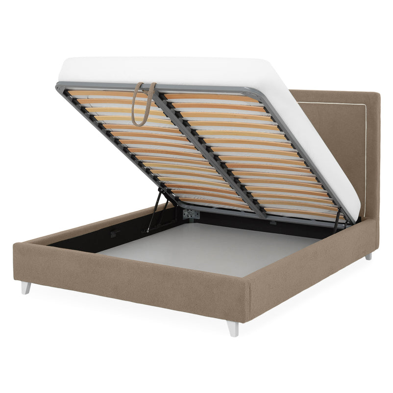 KOLLE Pat tapițat, 160x200cm, somieră și ladă depozitare incluse