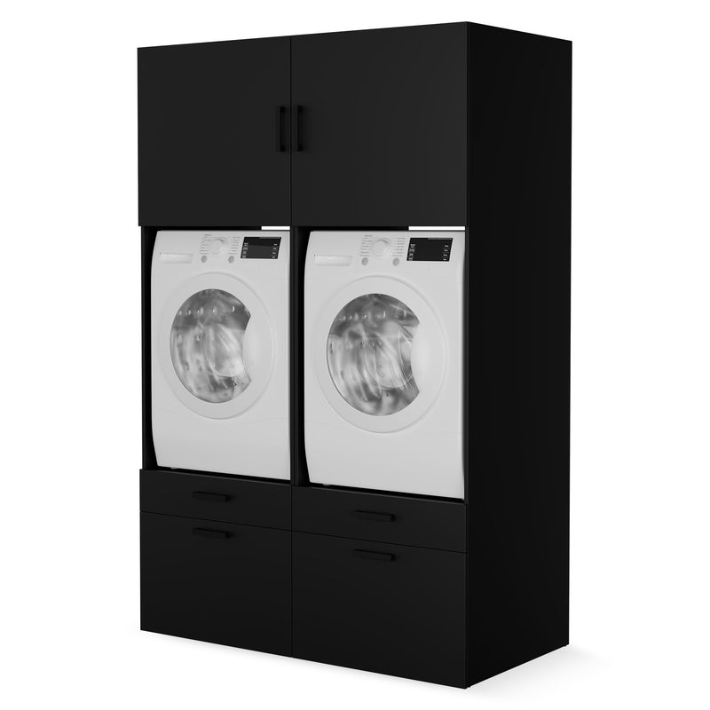 WASH&STORE Set mobilier baie, 2 dulapuri baie depozitat mașina spălat/uscător și 2 dulapuri suspendate