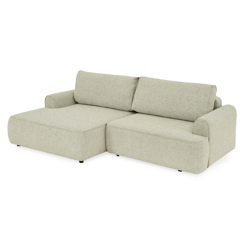 LESLY Colțar 3 locuri extensibil, șezlong stânga/dreapta, ladă depozitare, stofă
