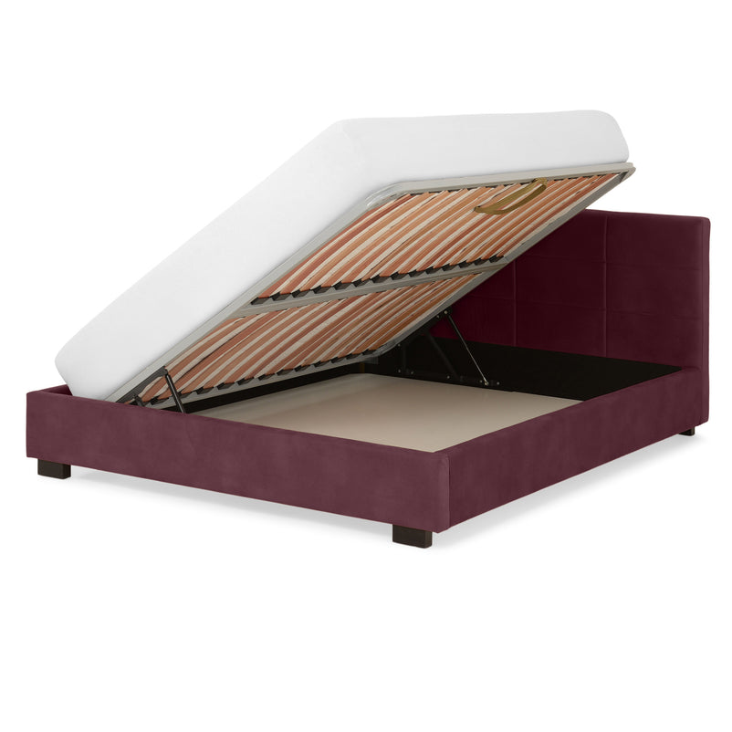 PRAGA Pat tapițat, 160x200cm, somieră rabatabilă și ladă depozitare incluse