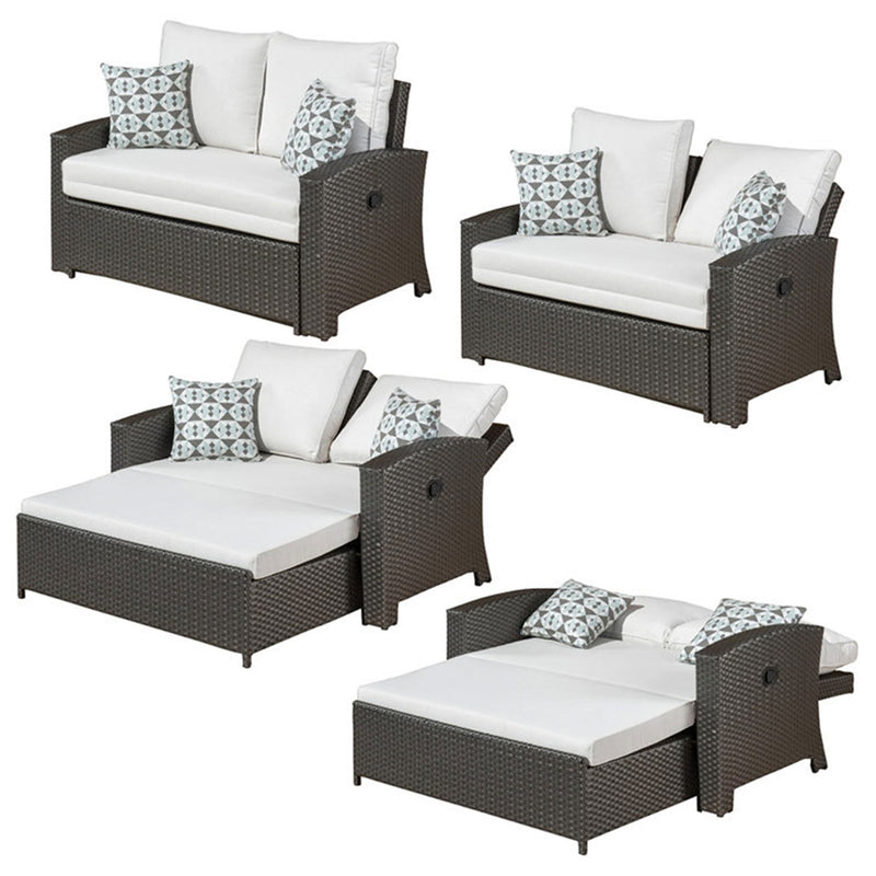 SIDNEY Set mobilier terasă/grădină, 2 fotolii recliner, canapea și 3 măsuțe