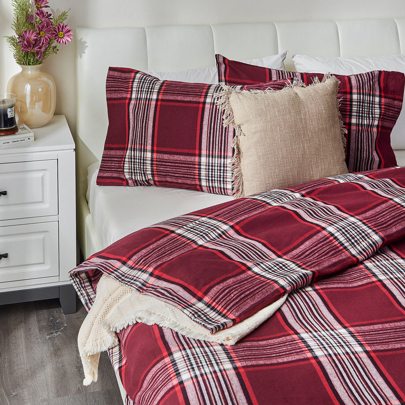 FLANNEL CHECKS Set așternut 4 piese, 200x220cm