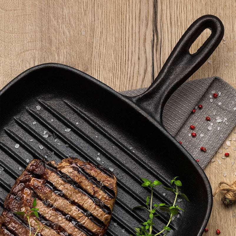BLACK Tigaie grill, fontă, L.27cm