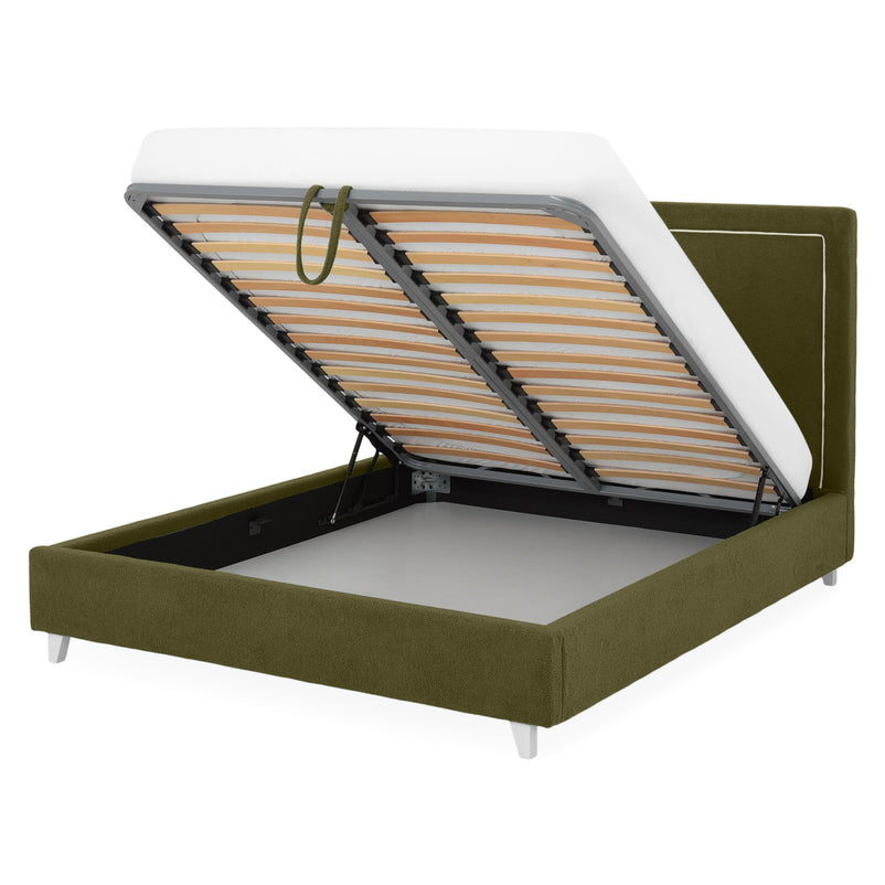 KOLLE Pat tapițat, 160x200cm, somieră și ladă depozitare incluse