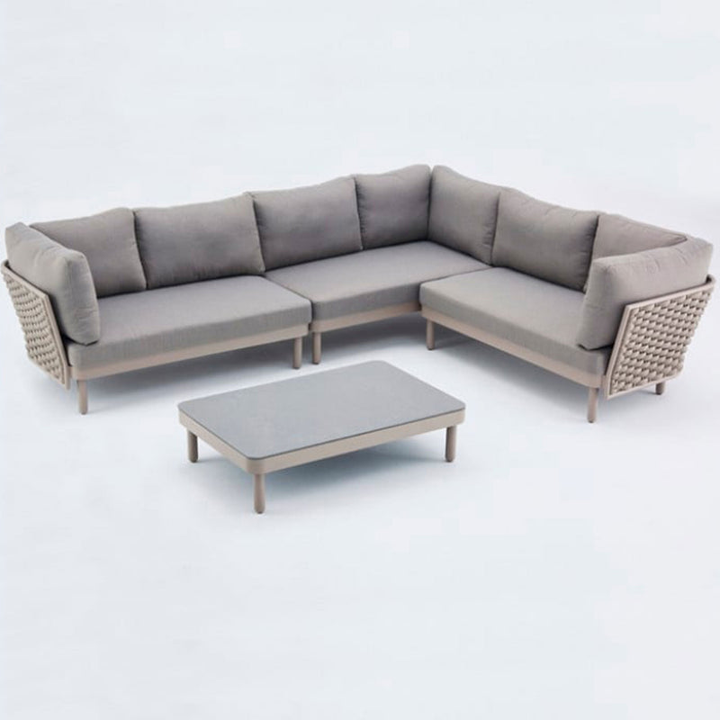 CALOOCAN Set mobilier terasă/grădină, colțar, fotoliu, taburet și măsuță