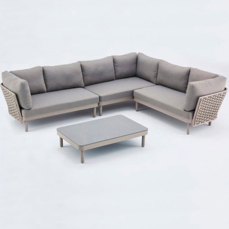 CALOOCAN Set mobilier terasă/grădină, colțar, fotoliu, taburet și măsuță