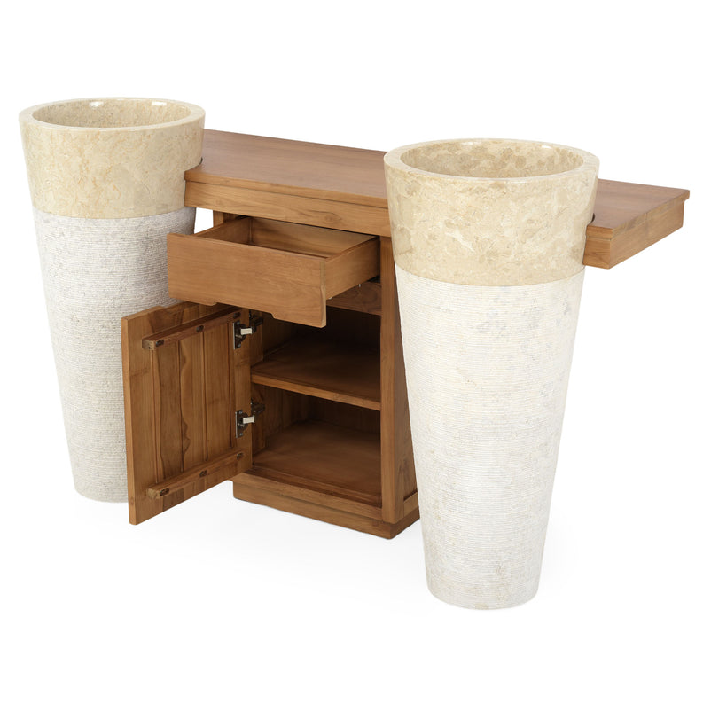 INTEGRALE Set mobilier baie, masă lavoar, top și 2 lavoare