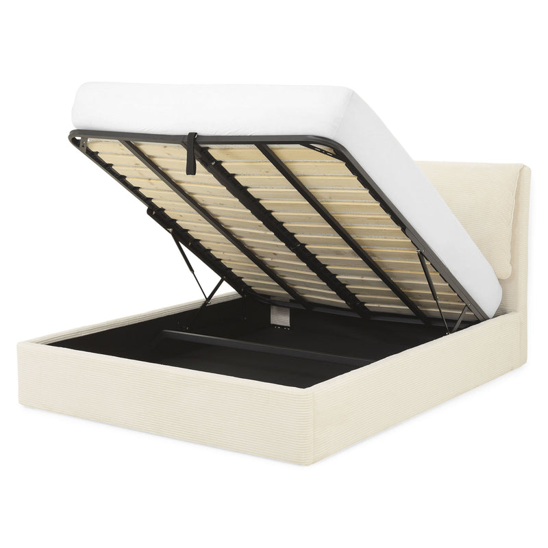 MAYVILLE Pat tapițat, 160x200cm, somieră rabatabilă și ladă depozitare incluse