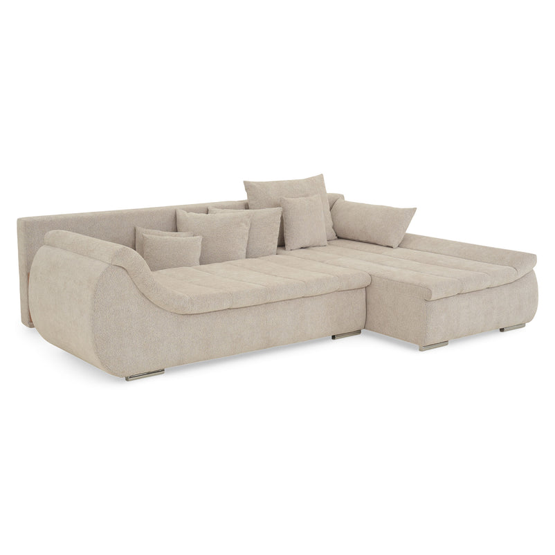 DIAZ Colțar extensibil, șezlong stânga/dreapta, ladă depozitare inclusă, stofă