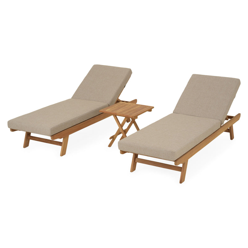 LUXOR Set mobilier terasă/grădină, 2 șezlonguri și măsuță