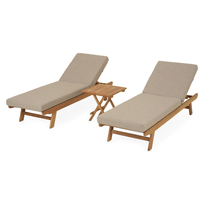 LUXOR Set mobilier terasă/grădină, 2 șezlonguri și măsuță