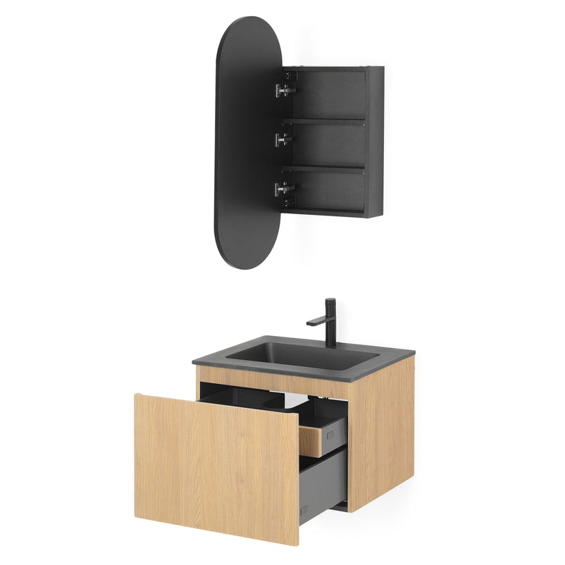 BRUNO Set mobilier baie, mască lavoar, dulap suspendat și lavoar