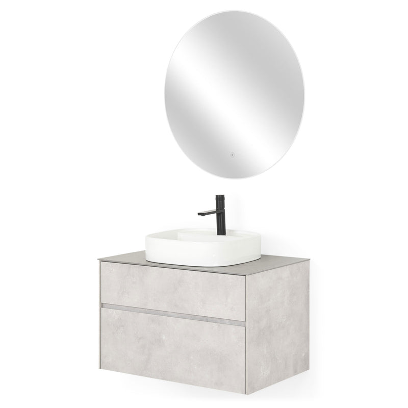 LAMINA Set mobilier baie, mască lavoar, top, oglindă LED și lavoar