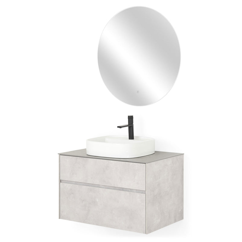 LAMINA Set mobilier baie, mască lavoar, top, oglindă LED și lavoar