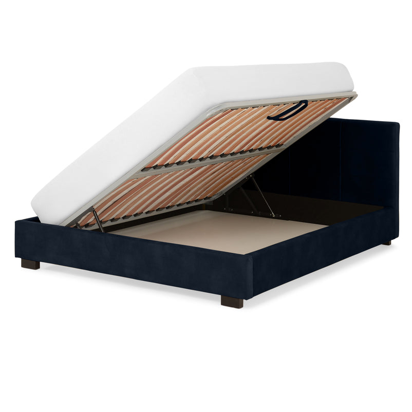 PRAGA Pat tapițat, 160x200cm, somieră rabatabilă și ladă depozitare incluse