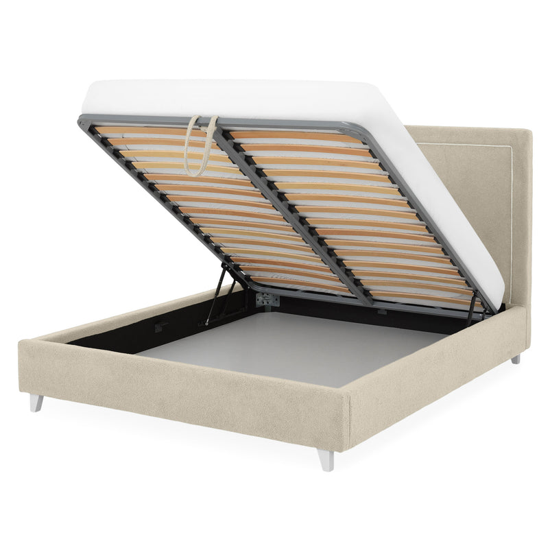 KOLLE Pat tapițat, 160x200cm, somieră și ladă depozitare incluse