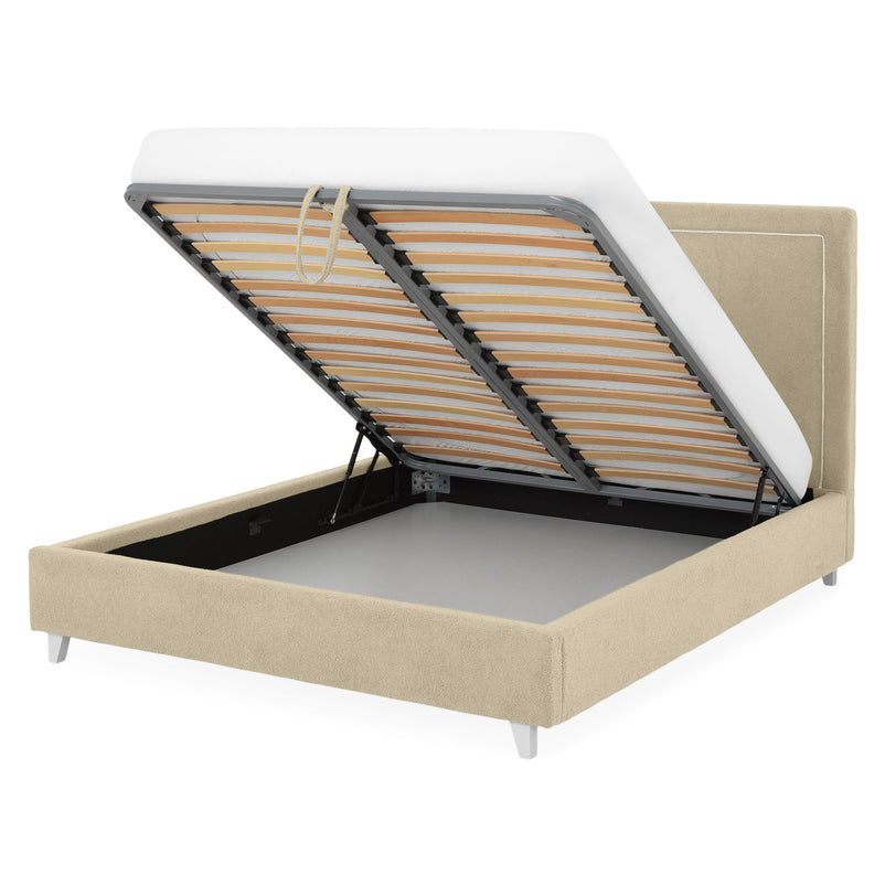 KOLLE Pat tapițat, 160x200cm, somieră și ladă depozitare incluse
