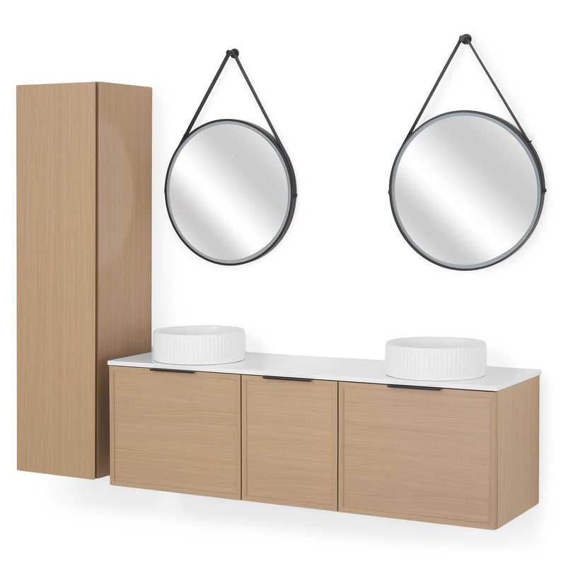 ARTEMIDE/HORIK/SANSA  Set mobilier baie, mască lavoar, lavoar, top, 2 oglinzi, dulap înalt
