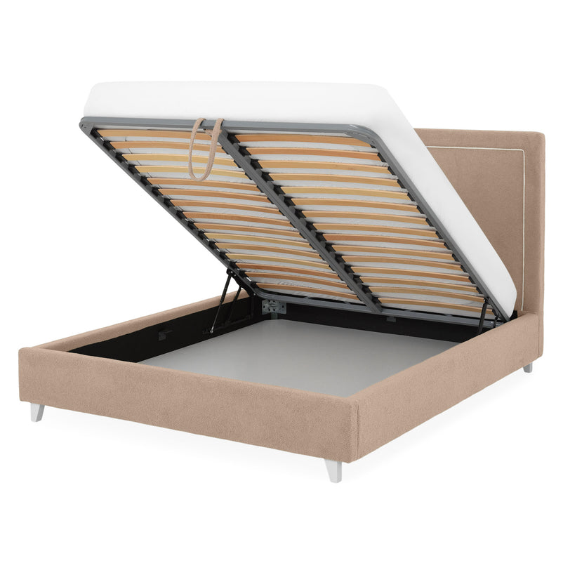 KOLLE Pat tapițat, 160x200cm, somieră și ladă depozitare incluse