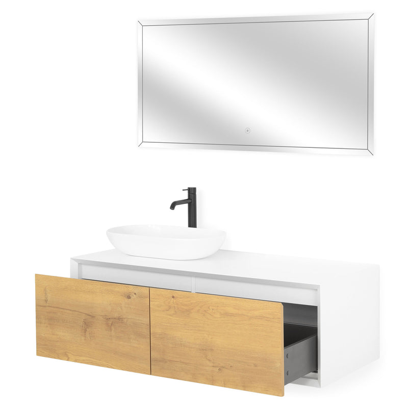 FIONA Set mobilier baie, mască lavoar, lavoar și oglindă LED