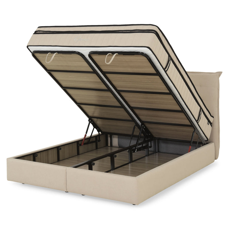 OPERA Pat tapițat, 160x200cm, somieră rabatabilă, ladă și saltea incluse