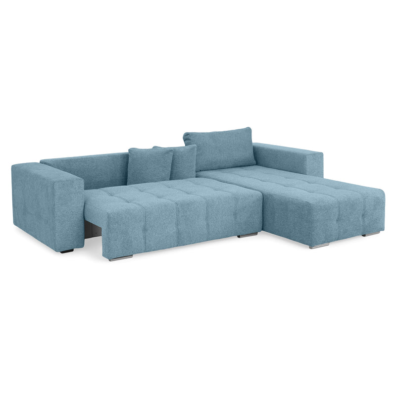 LUCY Colțar extensibil, șezlong interschimbabil, ladă depozitare,  stofă