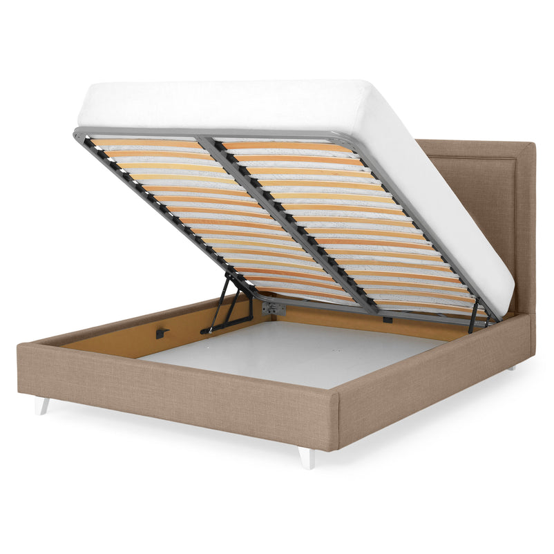 KOLLE Pat tapițat, 160x200cm, somieră și ladă depozitare incluse