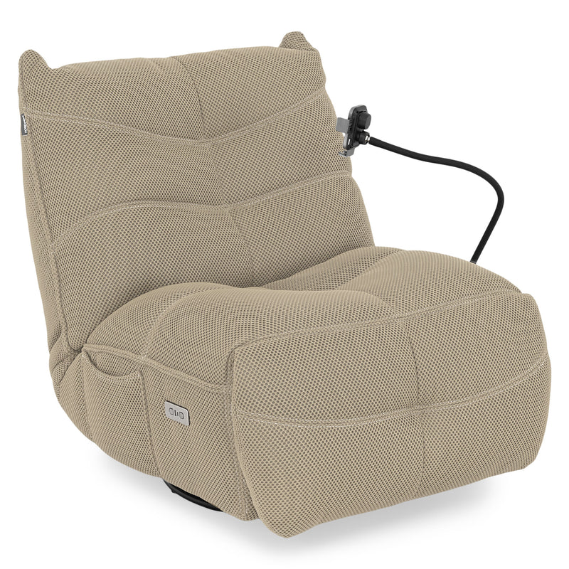 OPTIMUS Fotoliu rotativ cu recliner electric, USB, suport telefon, stofă