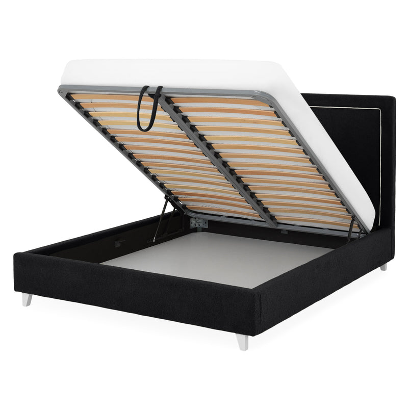 KOLLE Pat tapițat, 160x200cm, somieră și ladă depozitare incluse