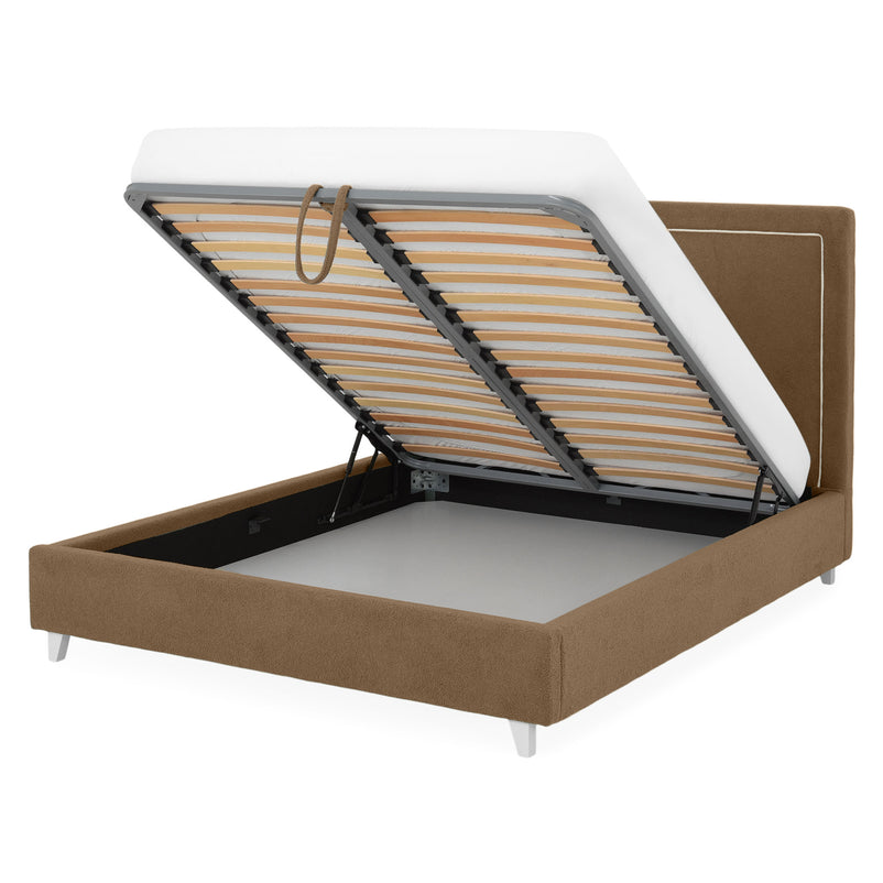 KOLLE Pat tapițat, 160x200cm, somieră și ladă depozitare incluse