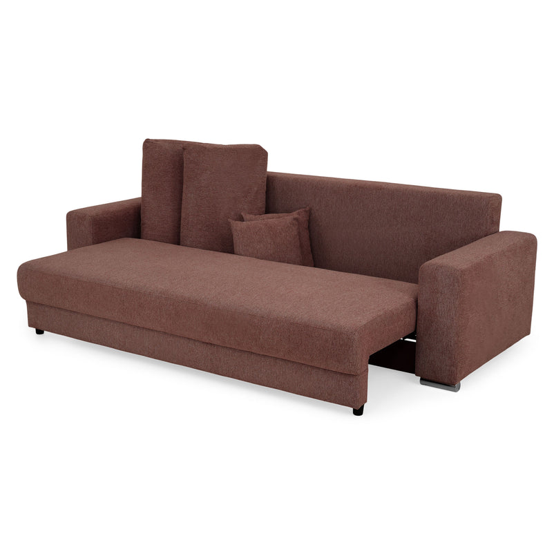 ANTONY Canapea extensibilă, 3 locuri, ladă depozitare, stofă