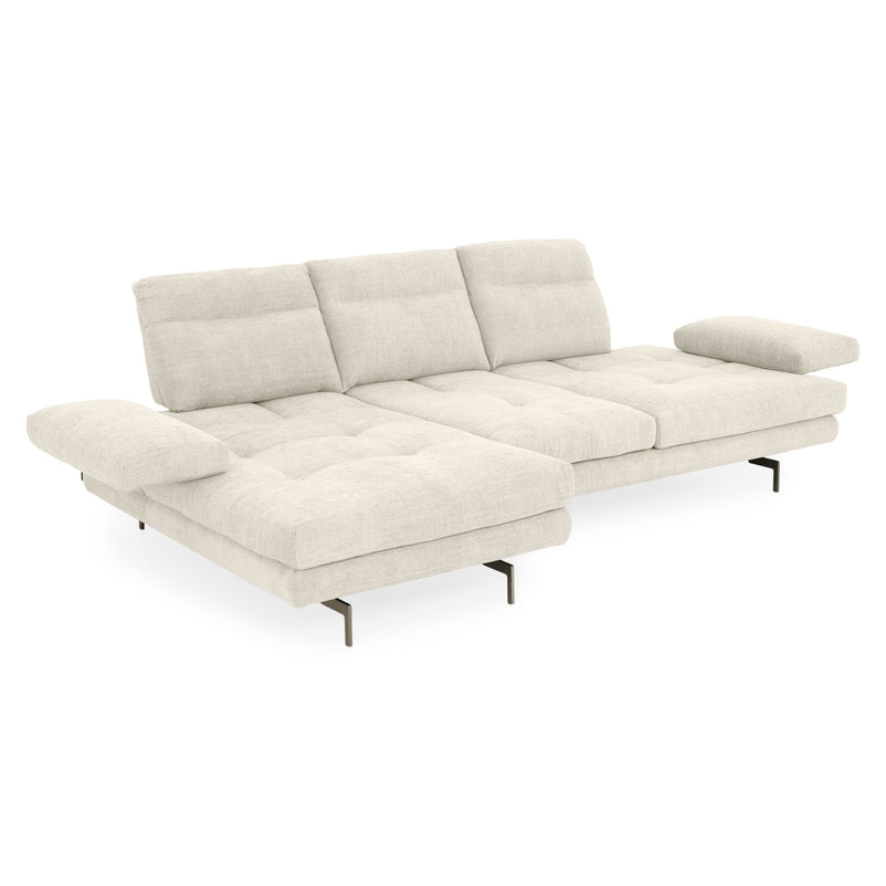 MISTERY Colțar șezlong stânga/dreapta cu mecanism manual spătar și brațe, stofă