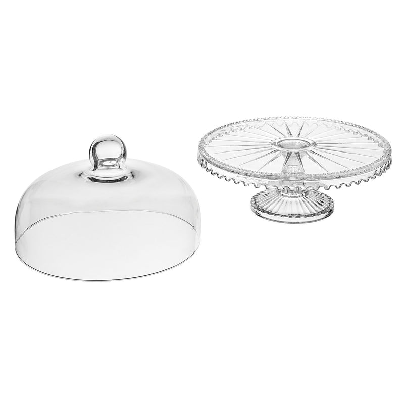 DOME Platou cu picior și capac, sticlă, D.28cm