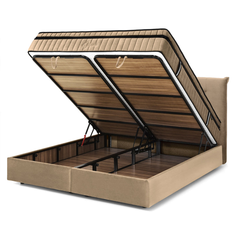 OPERA Pat tapițat, somieră rabatabilă, ladă și saltea incluse