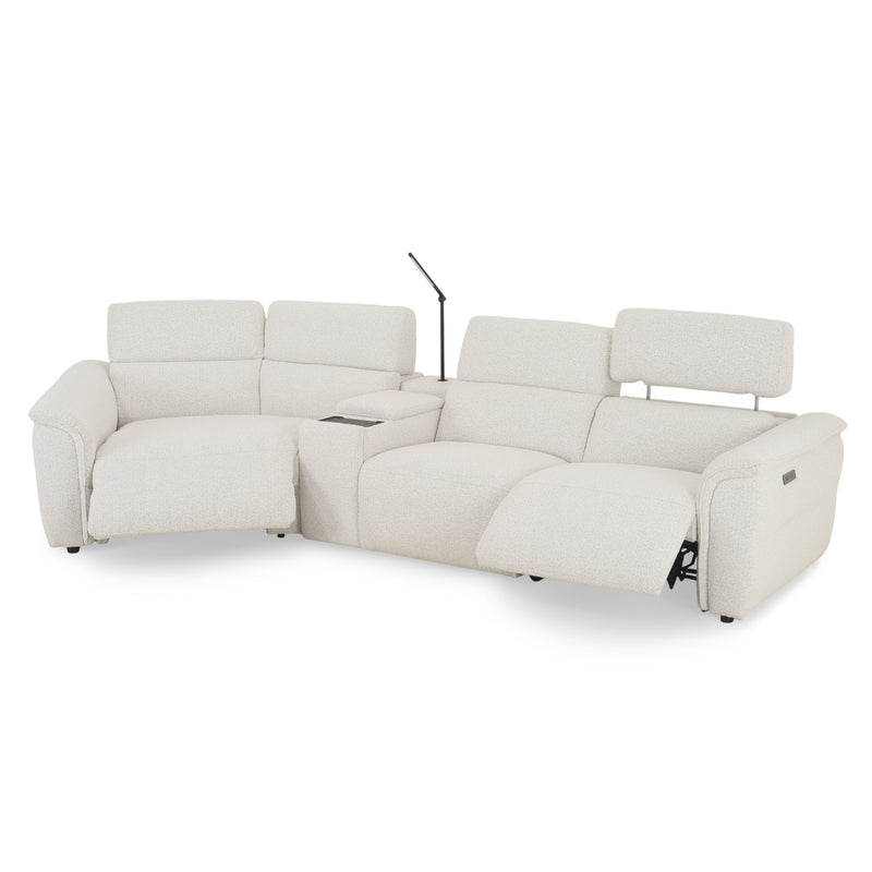 ADDISON Colțar, 2 reclinerele electrice, lampă, încărcare WIRELES și USB, stofă