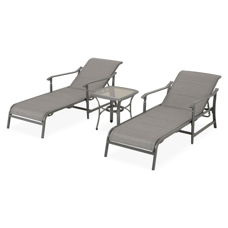 SOPHIA Set mobilier terasă/grădină, 2 șezlonguri și măsuță