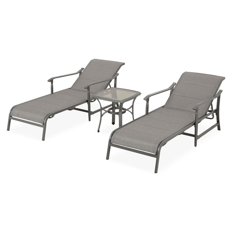 SOPHIA Set mobilier terasă/grădină, 2 șezlonguri și măsuță