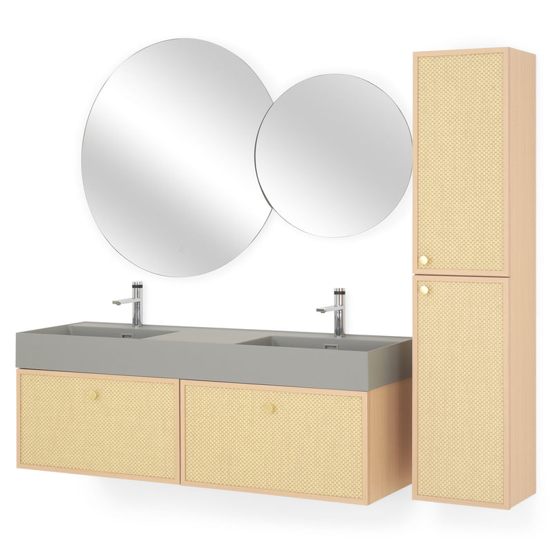 HEXIS Set mobilier baie, mască lavoar, lavoar, 2 oglinzi, dulap