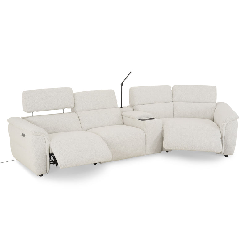 ADDISON Colțar, 2 reclinerele electrice, lampă, încărcare USB, stofă