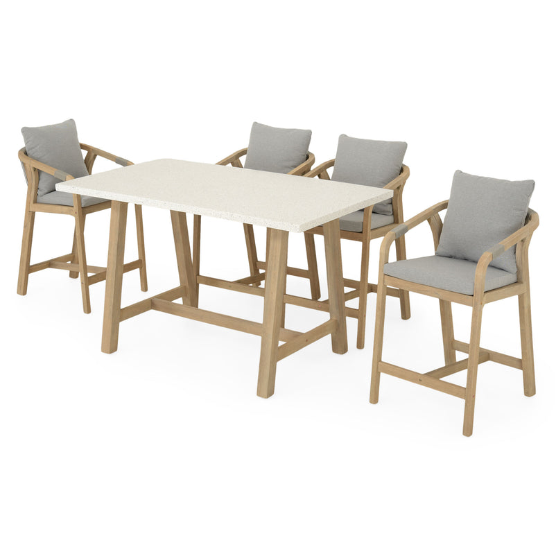 ASHEN Set mobilier terasă/gădină, masă și 4 scaune bar