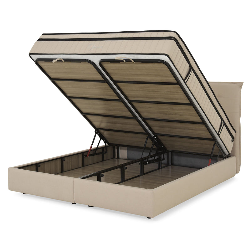 OPERA Pat tapițat, 180x200cm, somieră rabatabilă, ladă și saltea incluse