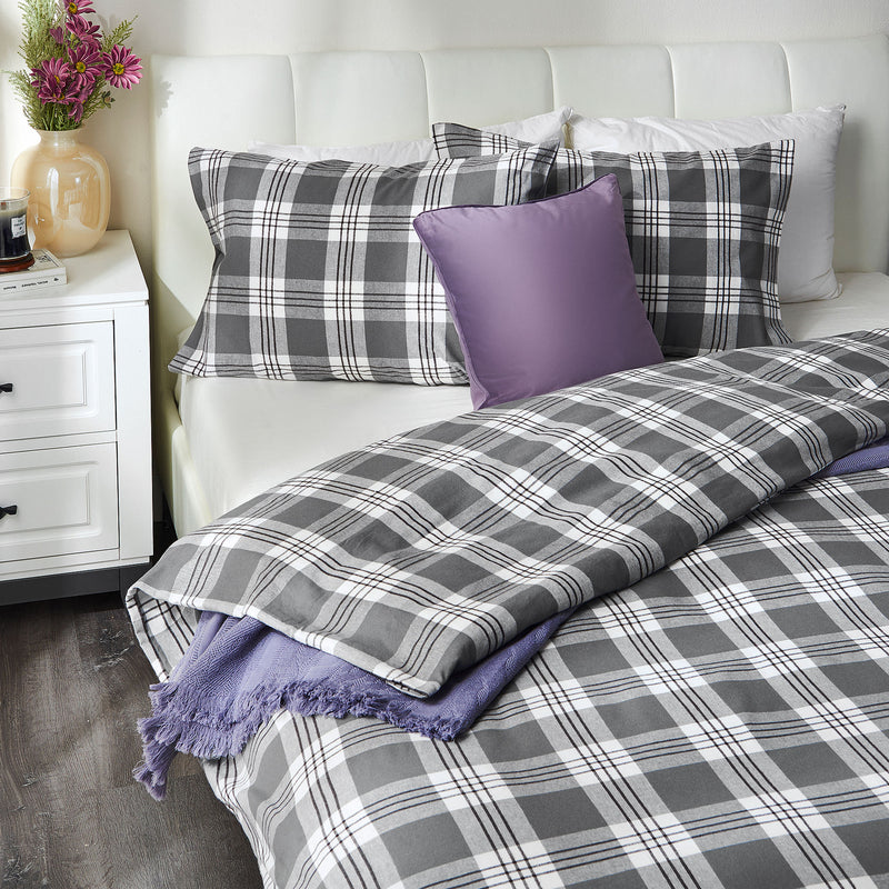 FLANNEL CHECKS Set așternut 4 piese, 200x220cm