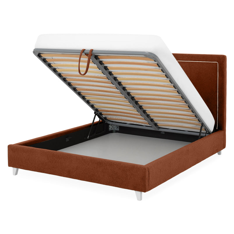 KOLLE Pat tapițat, 160x200cm, somieră și ladă depozitare incluse