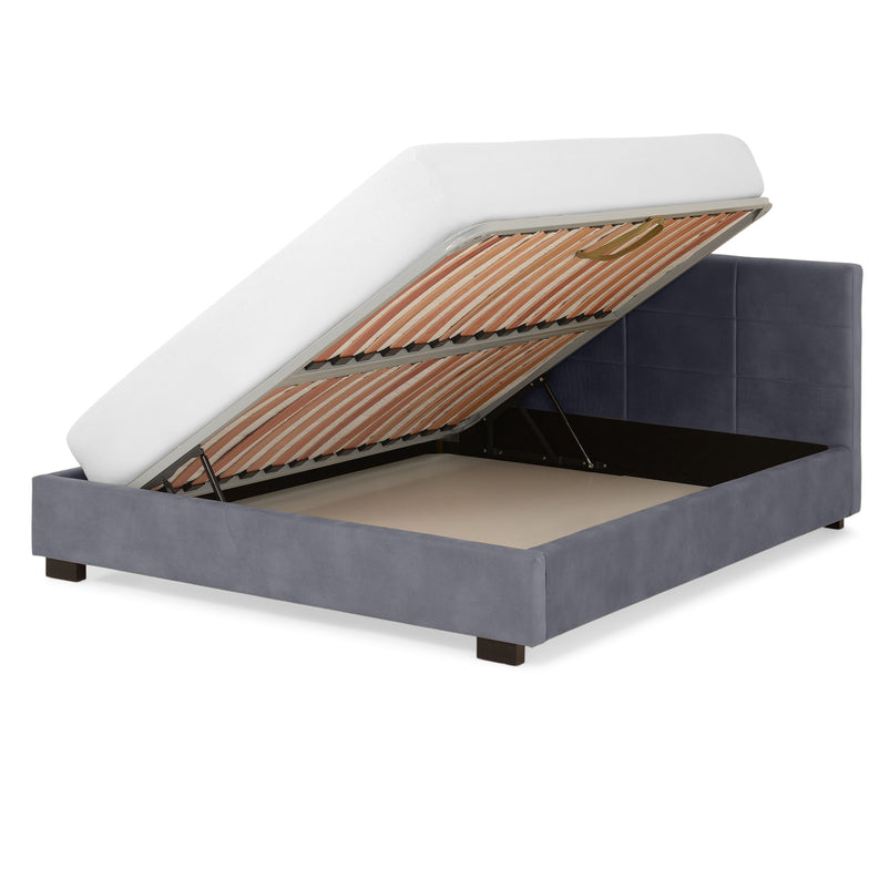 PRAGA Pat tapițat, 160x200cm, somieră rabatabilă și ladă depozitare incluse