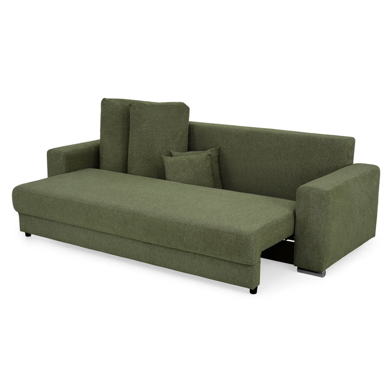 ANTONY Canapea extensibilă, 3 locuri, ladă depozitare, stofă