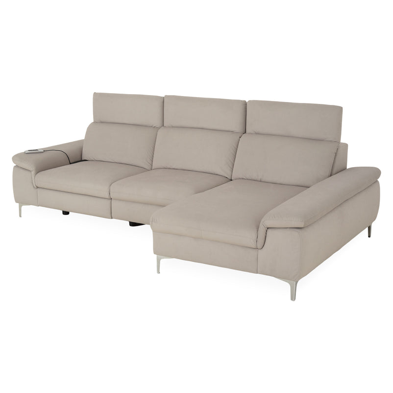 SOUND Colțar șezlong stânga/dreapta, 1 recliner electric și mecanism tetiere, stofă