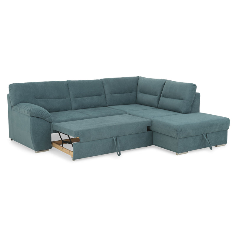 CELIA Canapea extensibilă, șezlong stânga/dreapta, spațiu depozitare, stofă