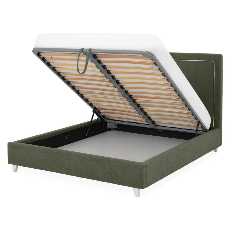KOLLE Pat tapițat, 160x200cm, somieră și ladă depozitare incluse